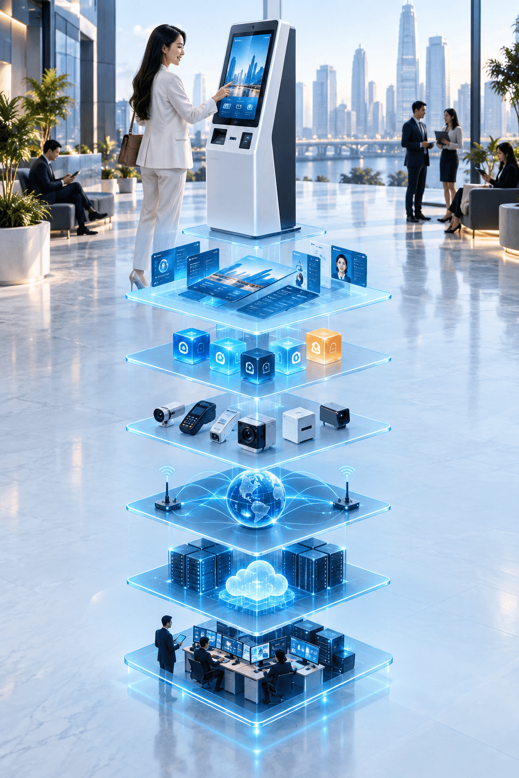 Isometric graphic of the layered interactive system (placeholder)